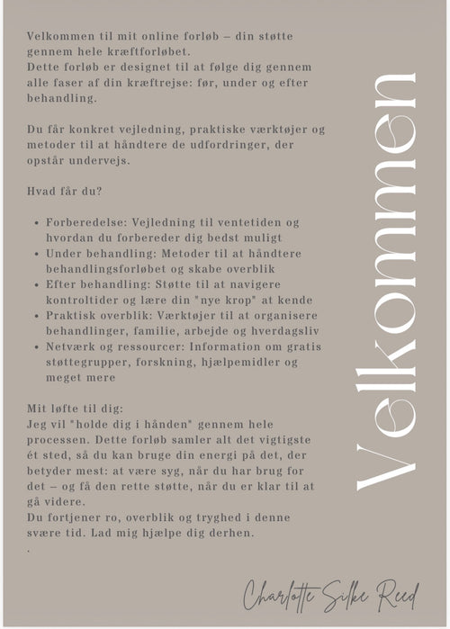 Før, Under & Efter - Online Kræftforløb (Delbetaling)