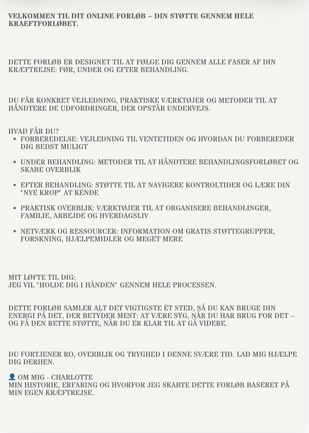 Før, Under & Efter - Online Kræftforløb (Delbetaling)